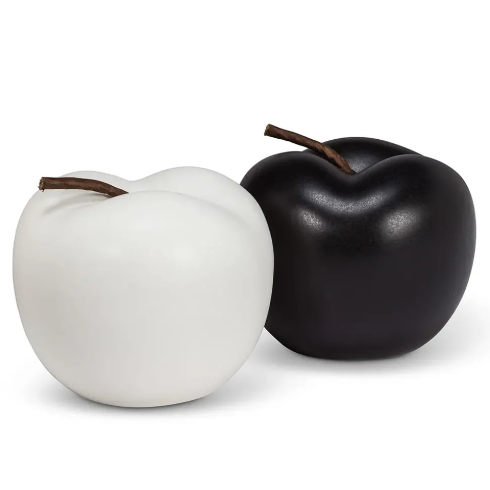 Decorative matte white porcelain apple, 3,5"