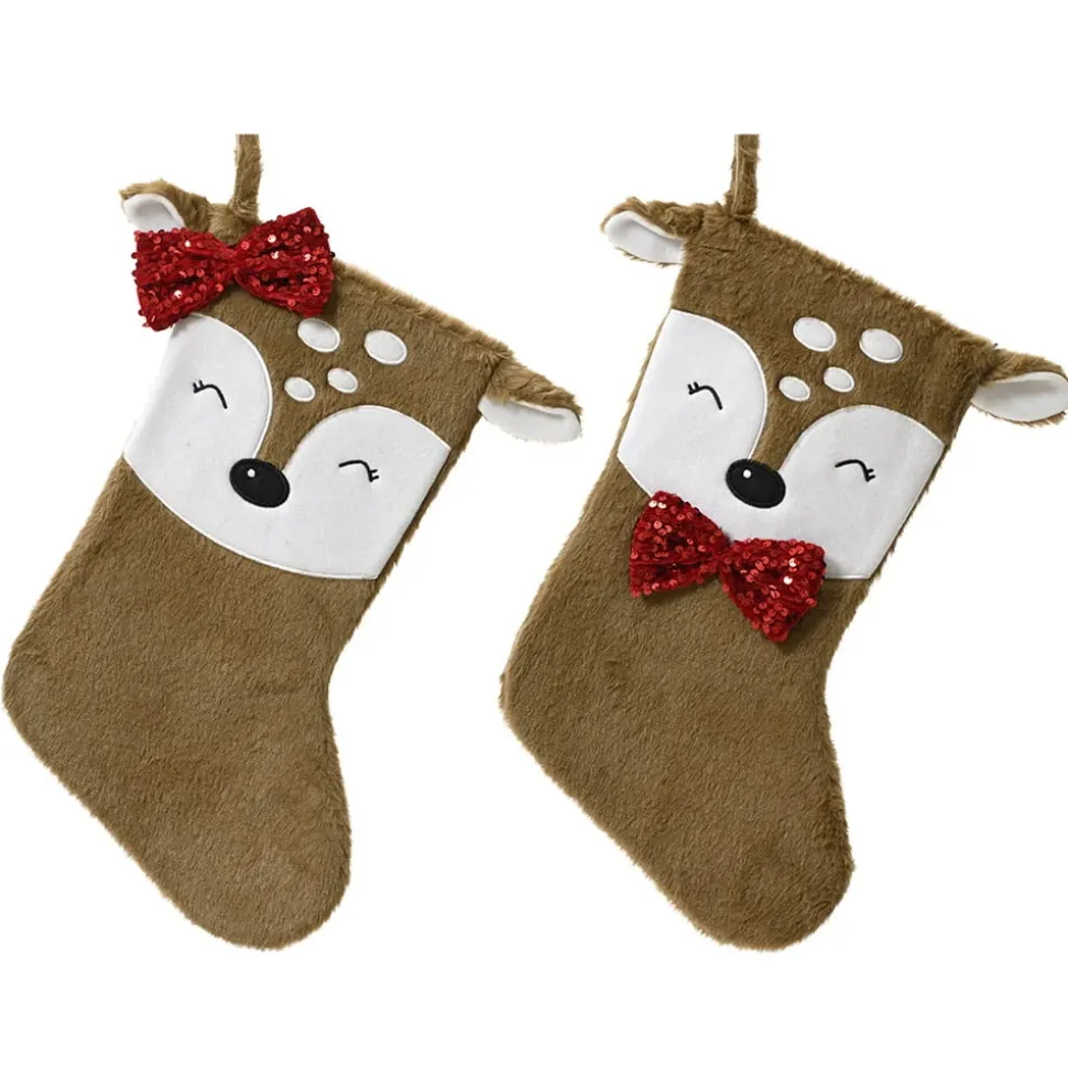 Deer Christmas stocking, 15,5 x 10"