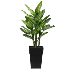 Dieffenbachia artificiel en pot extérieur, 64 x 23″