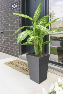 Dieffenbachia artificiel en pot extérieur, 53″