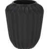Dolomite ribbed black vase, 6,5"