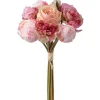 Dried-finish artificial pink rose flower bouquet, 13"