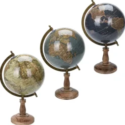 Earth globe on mango wood base, 15 x 8,5"