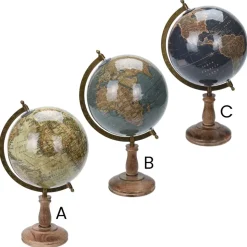 Earth globe on mango wood base, 15 x 8,5"