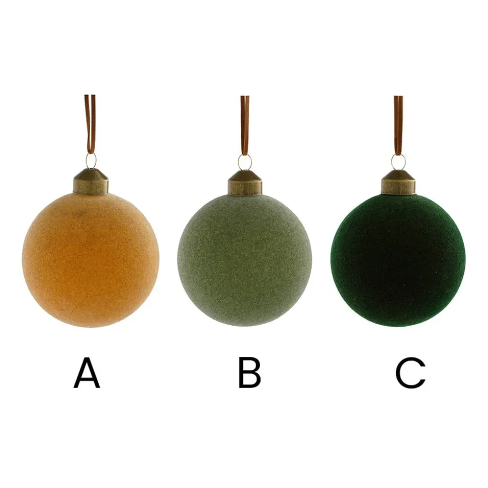 Earthy colored velvet glass Christmas ornament, 3"