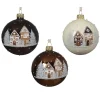Enameled Christmas bauble with gingerbread house, 3"