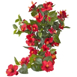 Exterior red hibiscus hanging bush, 35″