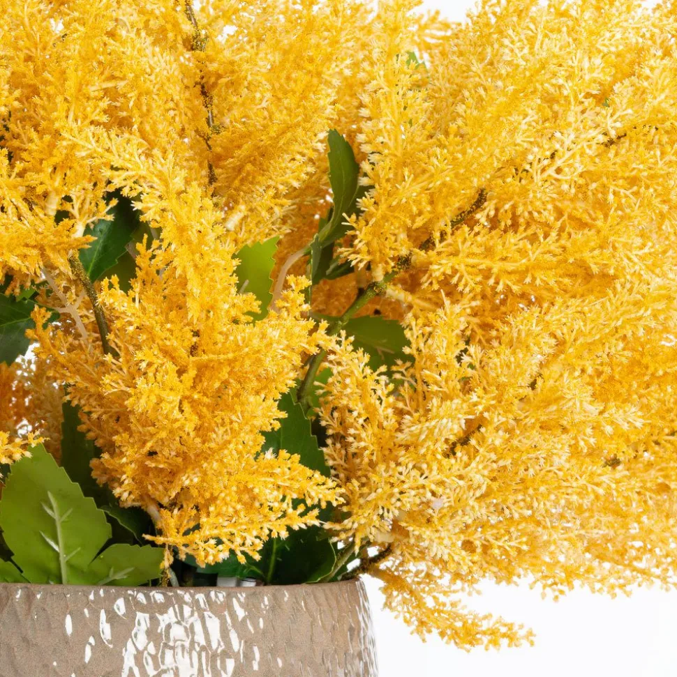 Fall floor vase with artificial yellow astilbes