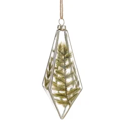 Fern Print Glass Finial Ornament, 5.5″