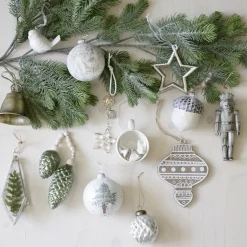 Fern Print Glass Finial Ornament, 5.5″