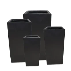 Fiber clay black planter