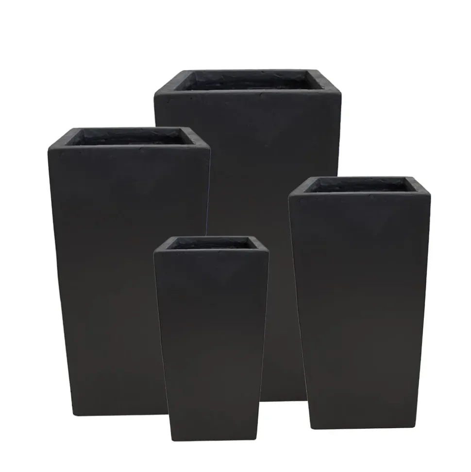 Fiber clay black planter