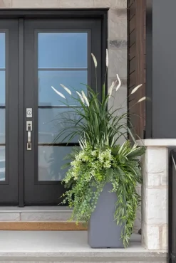 Fiber clay black planter