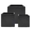 Fiber clay square black pot