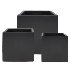 Fiber clay square black pot