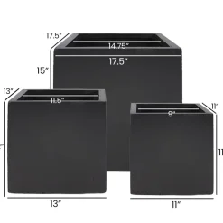 Fiber clay square black pot