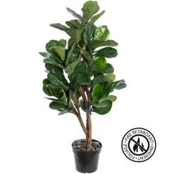 Fiddle-leaf fig tree with fire-retardant foliage