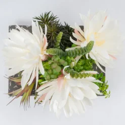 Fleur de cactus blanche artificielle, 32″