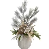 Flocked champagne Christmas arrangement, 38 x 24"
