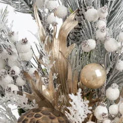 Flocked champagne Christmas arrangement, 38 x 24"