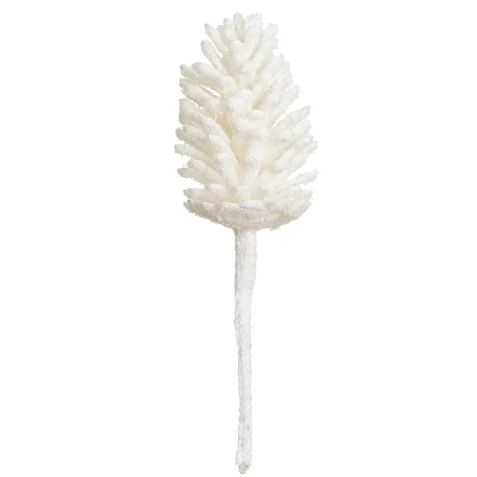 Flocked pinecone stem, 13"