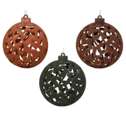 Flocked polystyrene openwork Christmas bauble, 3,5"