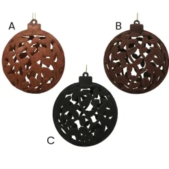 Flocked polystyrene openwork Christmas bauble, 3,5