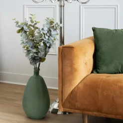 Forest green recycled glass vase, 18,5 x 10"