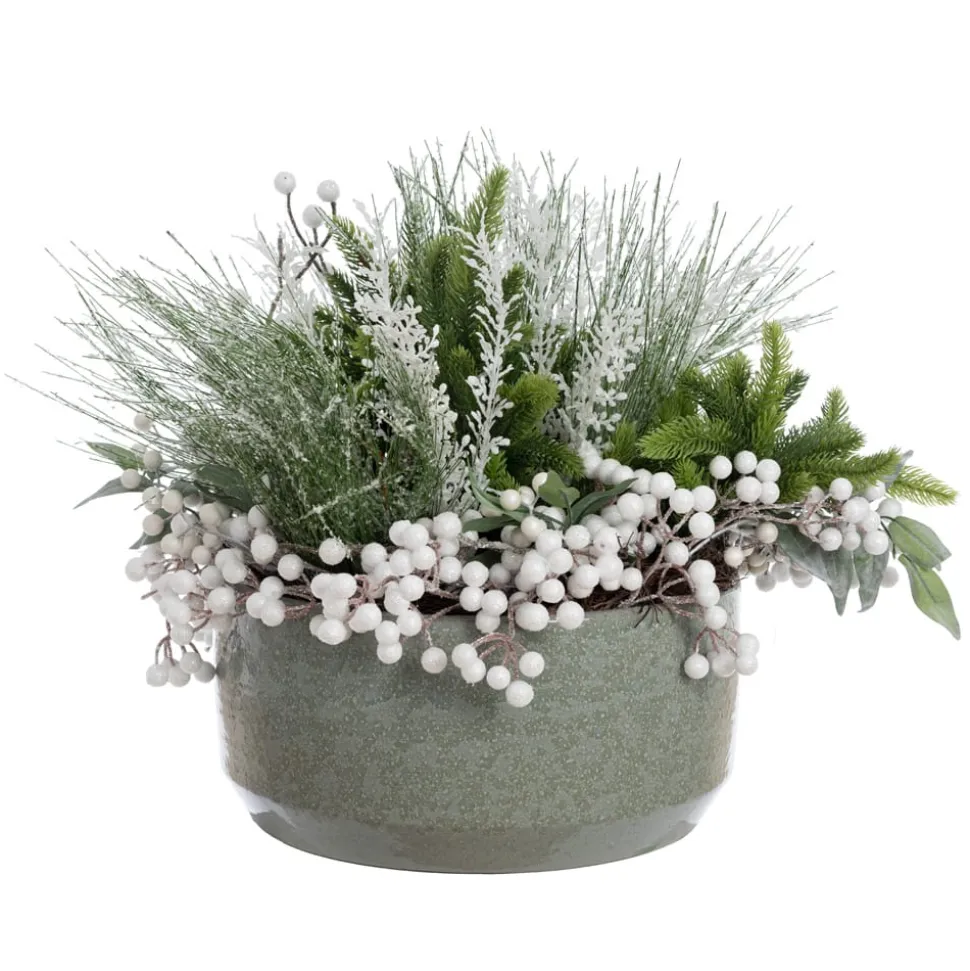 Frosted whimsical Christmas arrangement, 18 x 25"