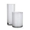 Frosted white cylindrical glass vase
