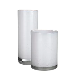 Frosted white cylindrical glass vase