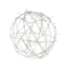Galvanised metallic sphere with warm white LED lights, 24″