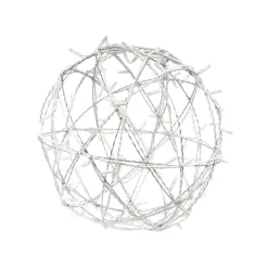 Galvanised metallic sphere with warm white LED lights, 24″