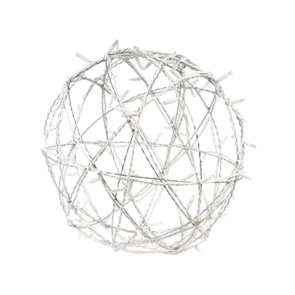Galvanised metallic sphere with warm white LED lights, 24″