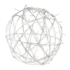 Galvanised metallic sphere with warm white LED lights, 36″