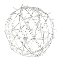 Galvanised metallic sphere with warm white LED lights, 36″
