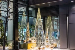 Galvanised metallic sphere with warm white LED lights, 36″