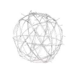 Galvanised metallic sphere with warm white LED lights, 18″