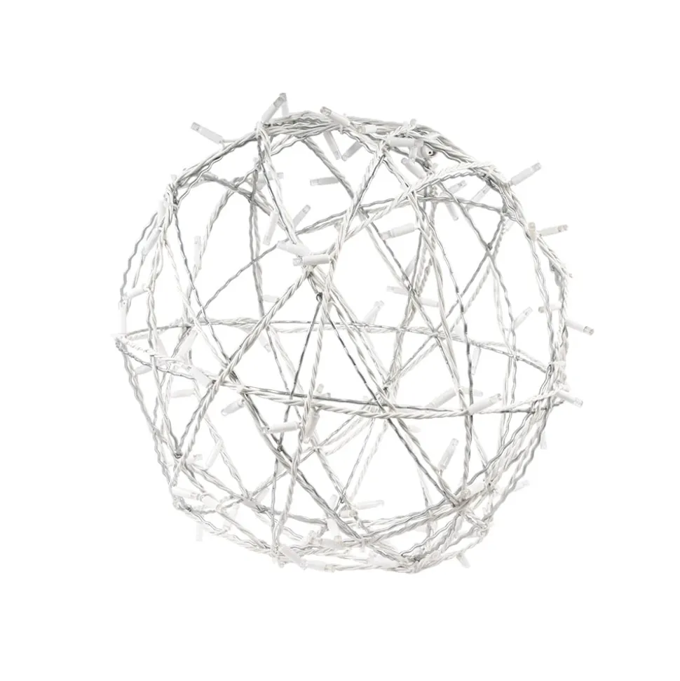 Galvanised metallic sphere with warm white LED lights, 18″