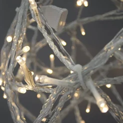 Galvanised metallic sphere with warm white LED lights, 18″