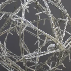 Galvanised metallic sphere with warm white LED lights, 18″