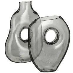 Geometric grey glass vase