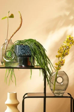 Geometric grey glass vase