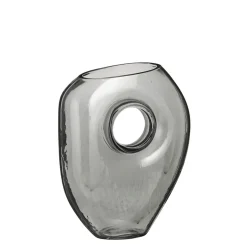 Geometric grey glass vase