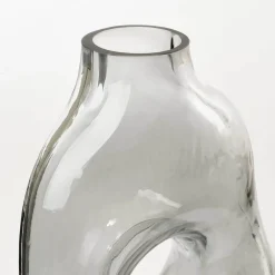 Geometric grey glass vase