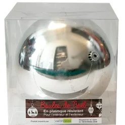 Giant glossy silver Christmas ball ornament, 10"