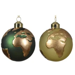 Glass earth globe Christmas ornament, 3"