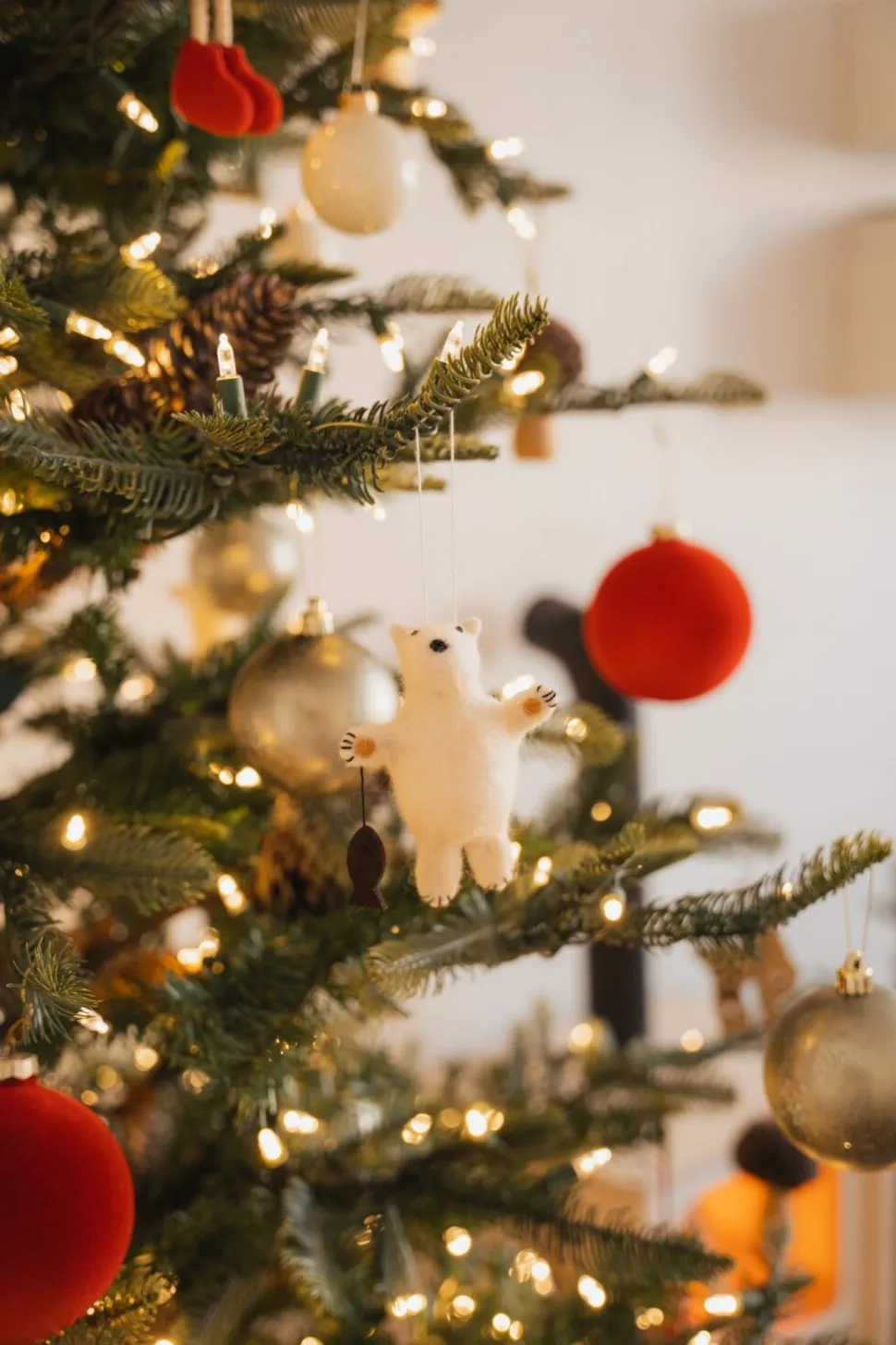 Glass flocked red ball ornament, 4"