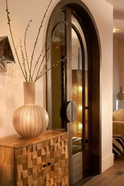 Glazed cream ceramic flower vase