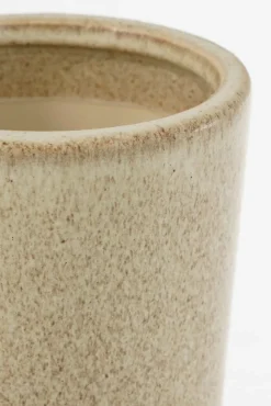 Glazed cream ceramic flower vase